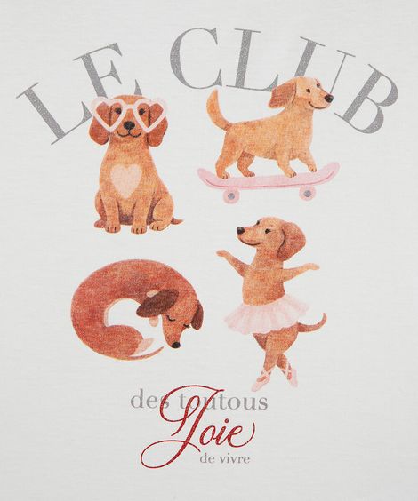 camiseta infantil de algodão cachorrinhos  off white