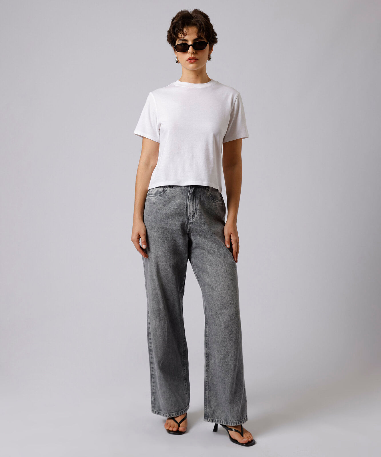 calça jeans feminina reta mindset cinza