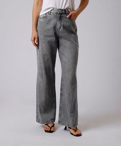 calça jeans feminina reta mindset cinza
