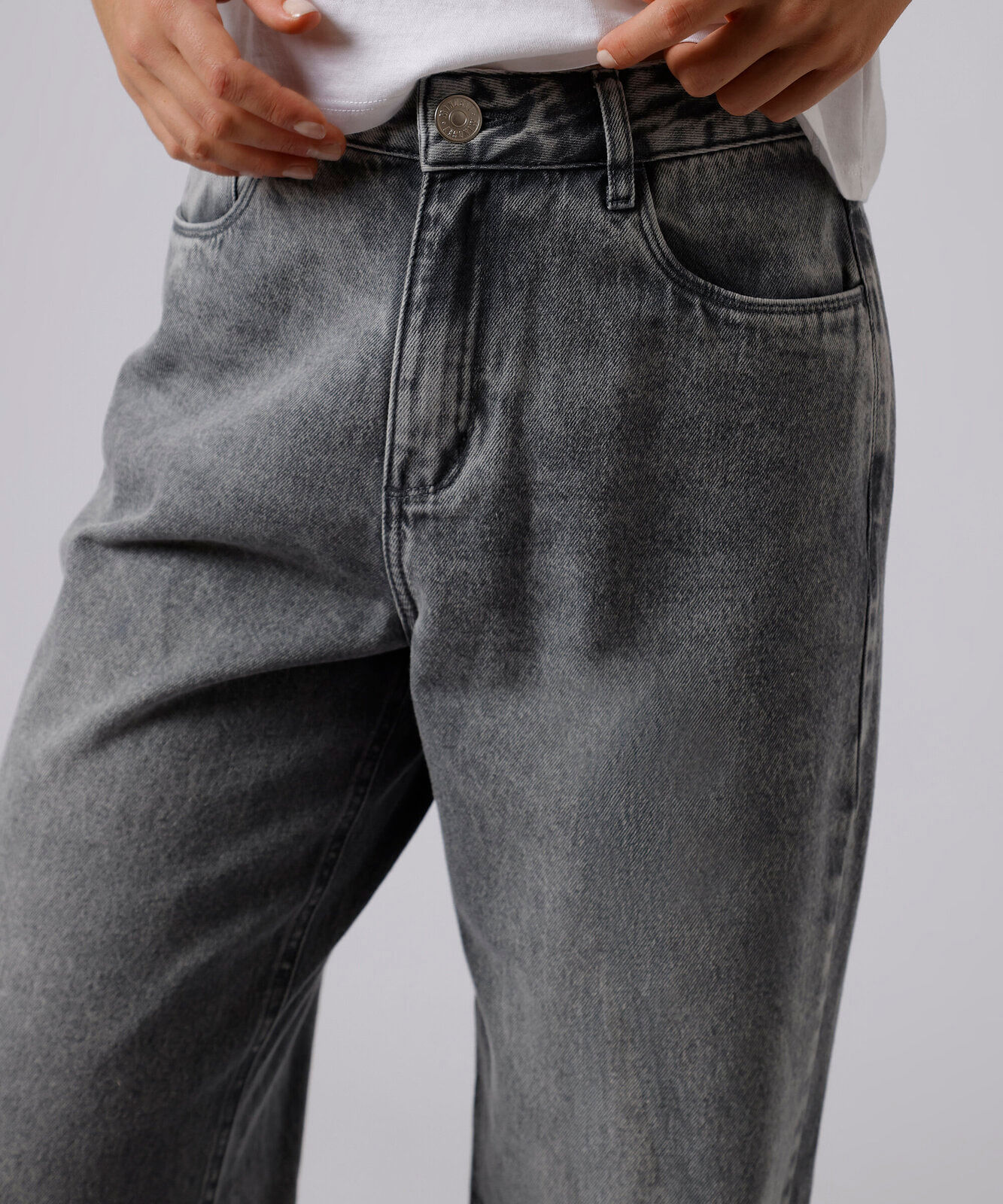 calça jeans feminina reta mindset cinza