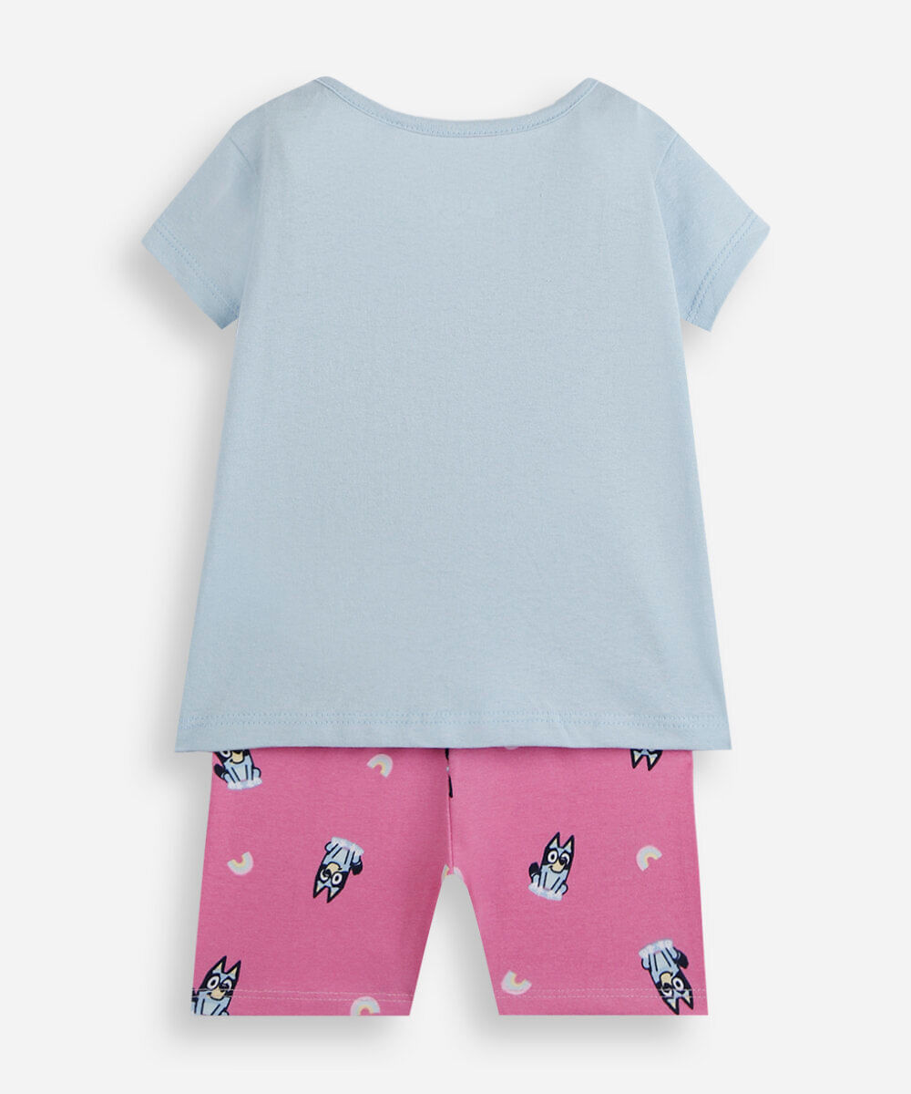 conjunto curto infantil de algodão bluey colorido