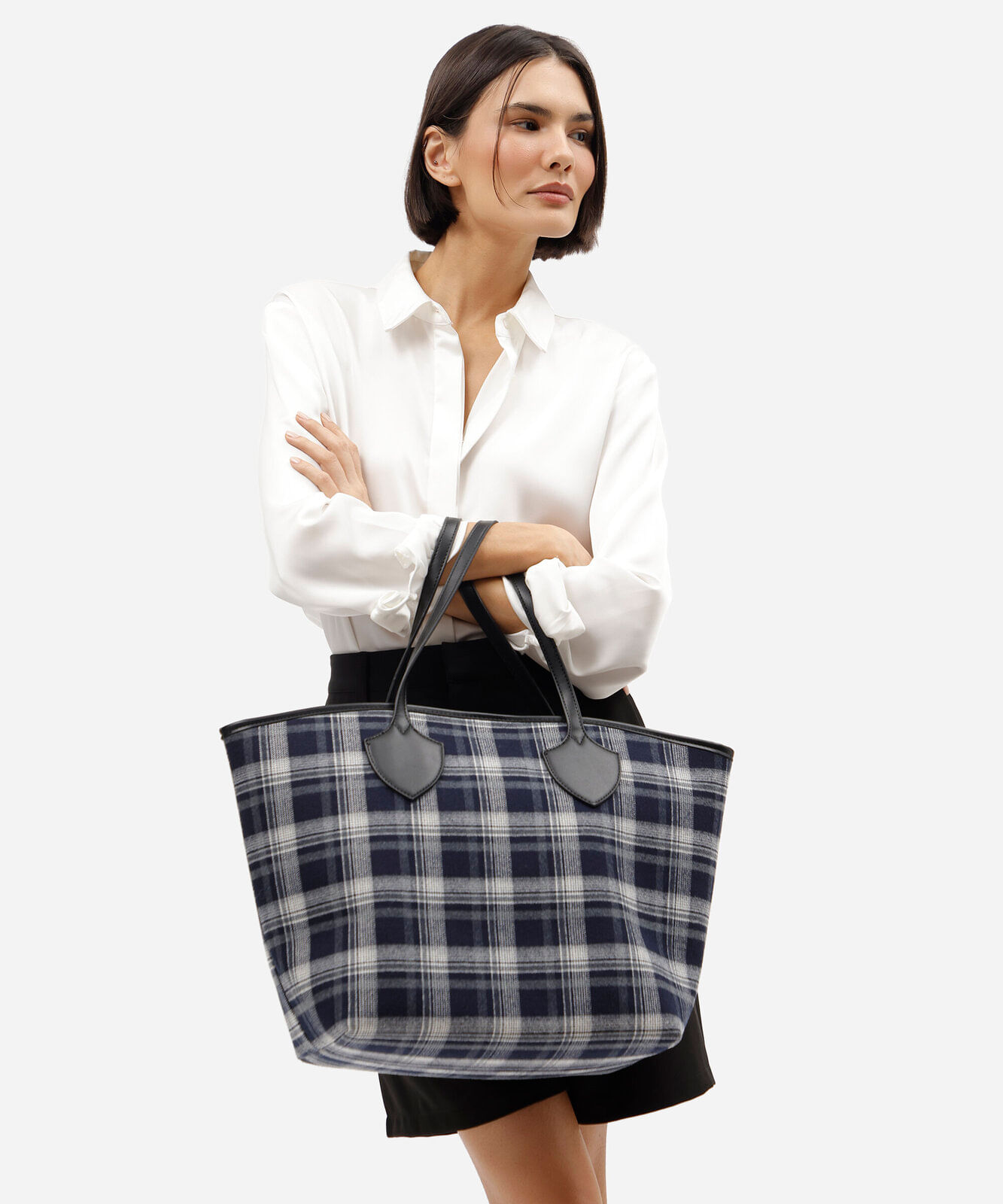bolsa shopper xadrez mindset azul