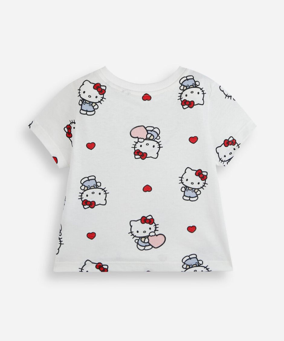 kit de 3 blusas infantil de algodão manga curta hello kitty colorido