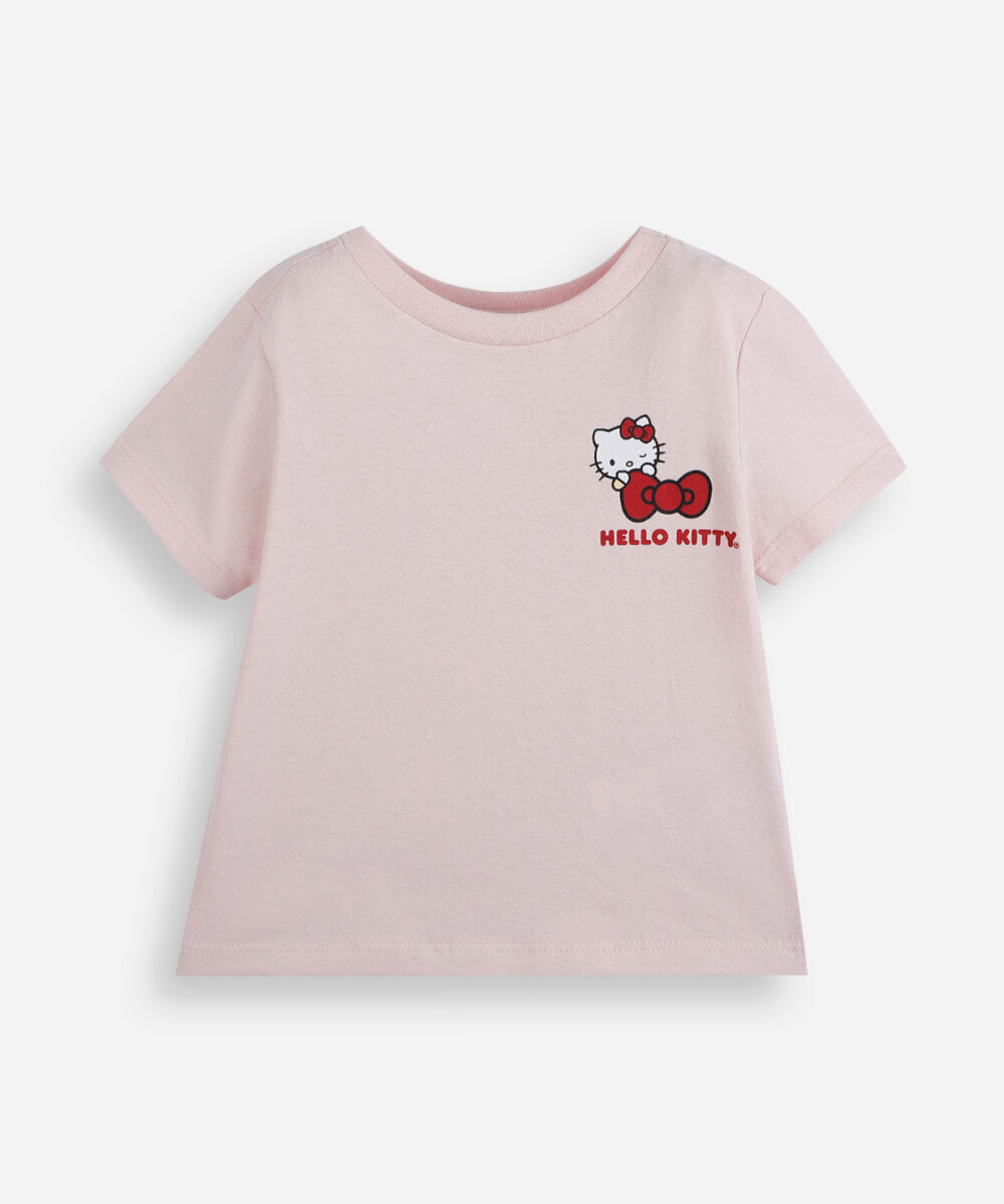 kit de 3 blusas infantil de algodão manga curta hello kitty colorido