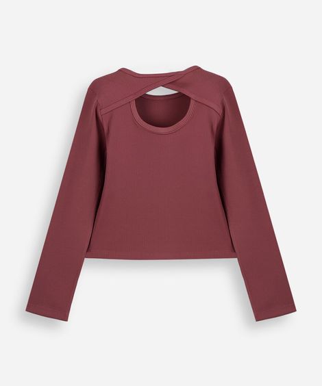 blusa infantil canelada com abertura vinho