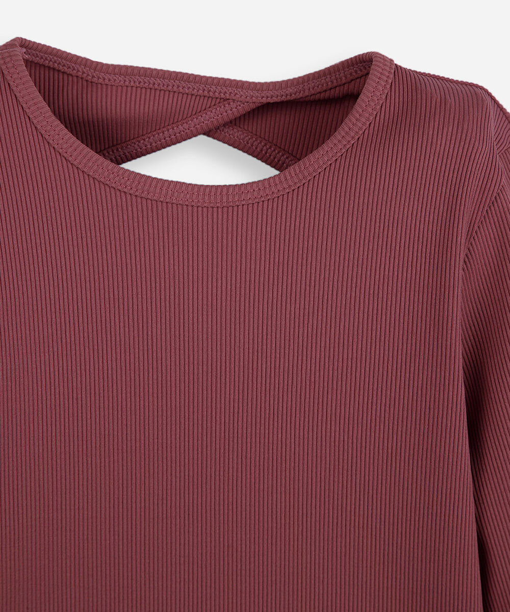 blusa infantil canelada com abertura vinho