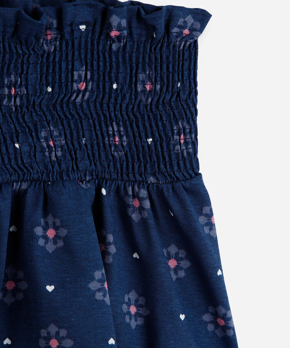 bata infantil de algodão alça fina com lastex floral colorida