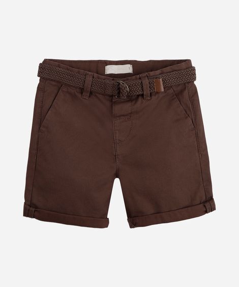 bermuda infantil de sarja com cinto marrom