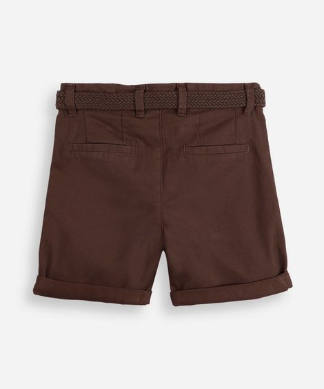 bermuda infantil de sarja com cinto marrom