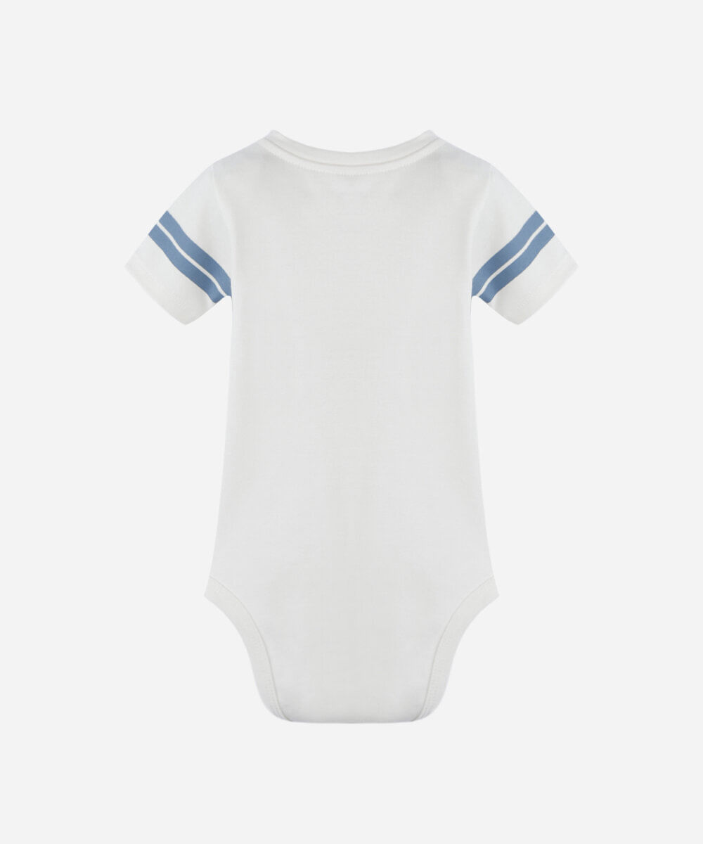 body infantil de algodão manga curta ursinho off white