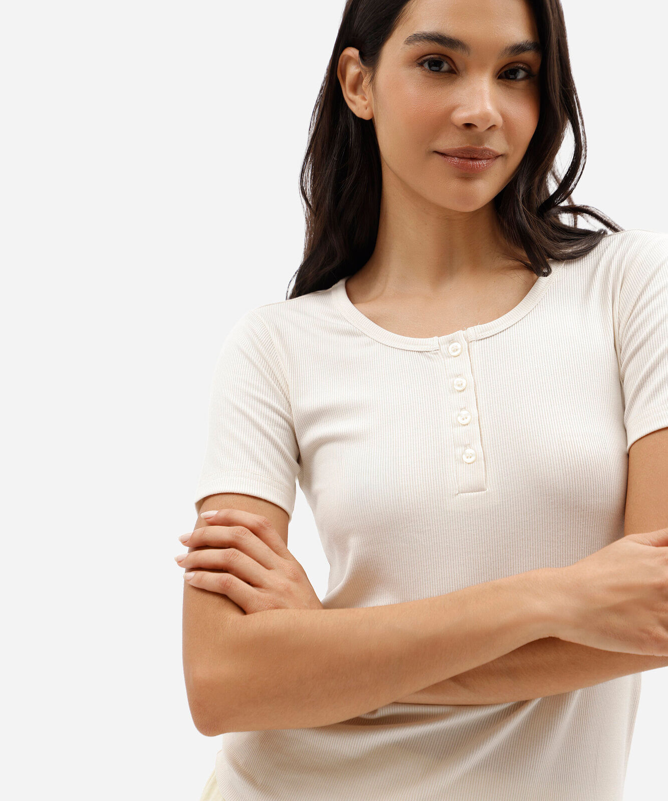blusa de pijama feminina com botões bege