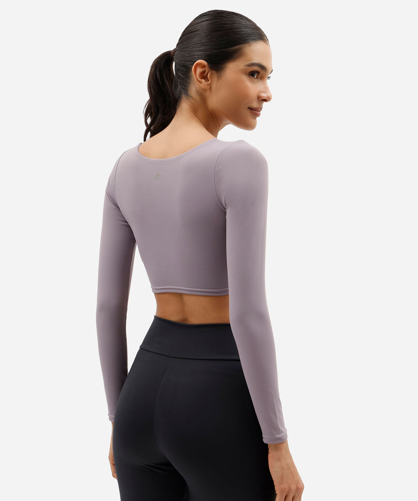 cropped feminino esportivo manga longa roxo