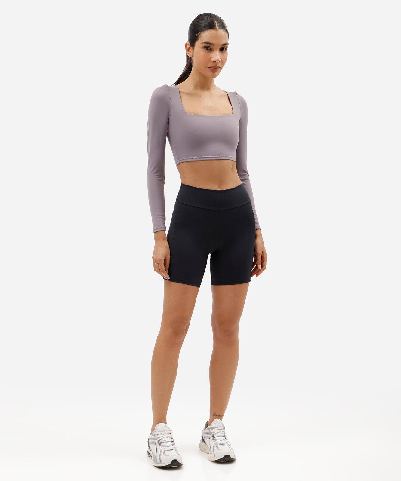 cropped feminino esportivo manga longa roxo