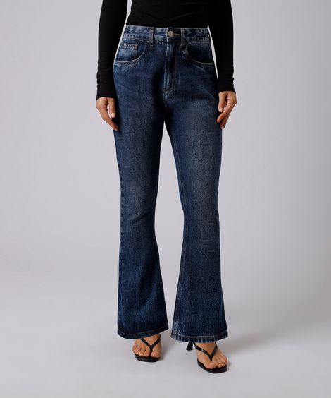 calça boot cut feminina jeans firenze mindset azul