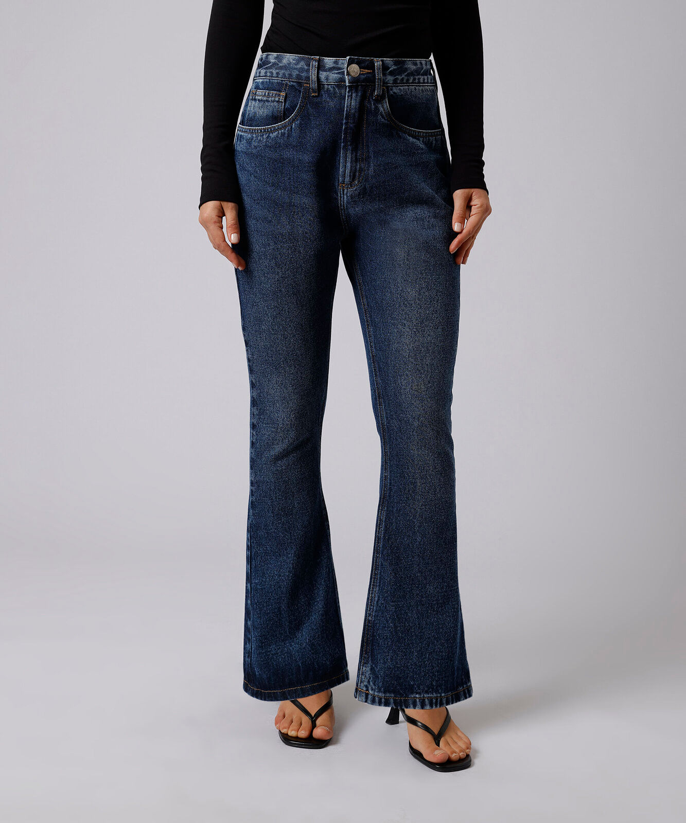 calça boot cut feminina jeans firenze mindset azul