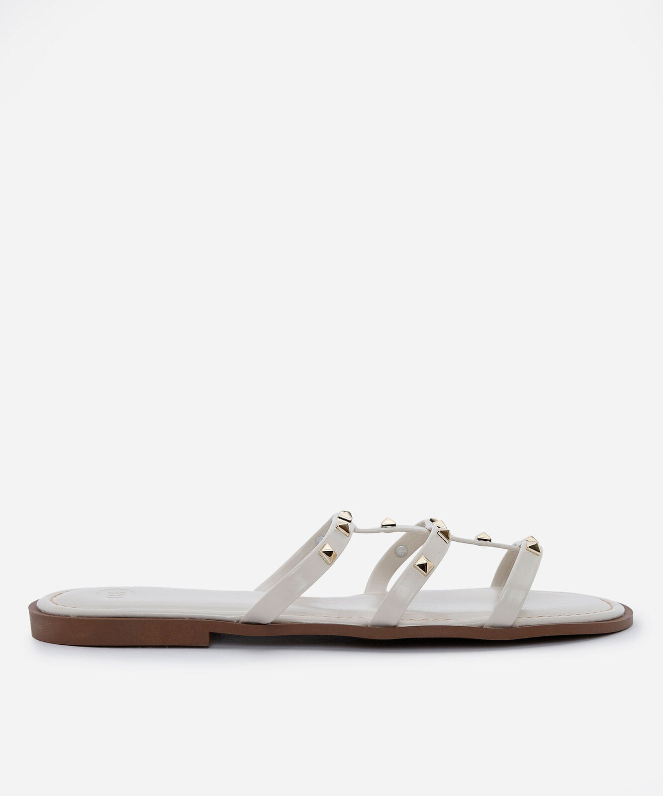 rasteirinha feminina com tachas off white