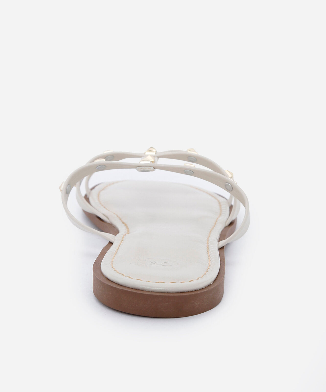 rasteirinha feminina com tachas off white