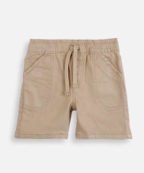 bermuda infantil de sarja confort com bolso bege