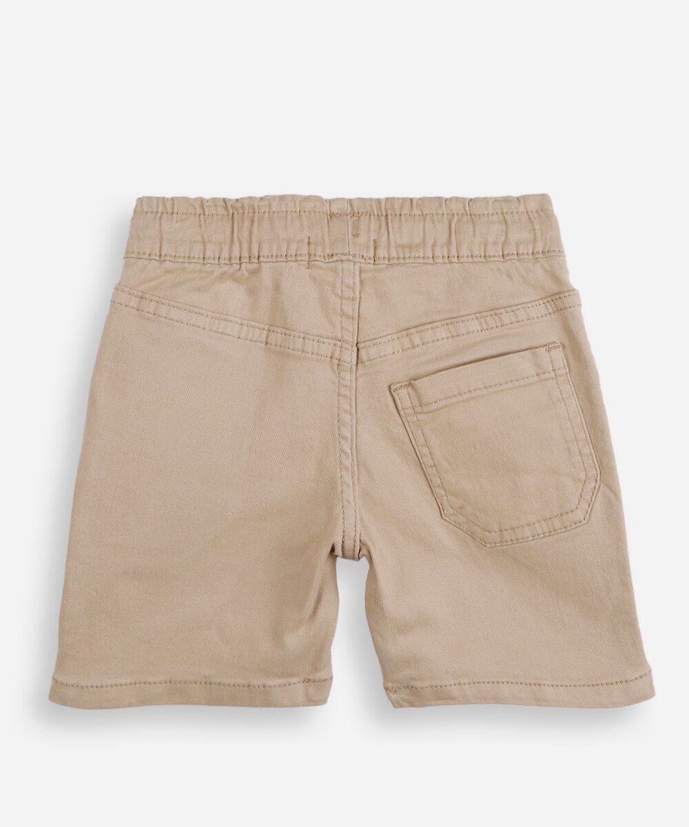 bermuda infantil de sarja confort com bolso bege