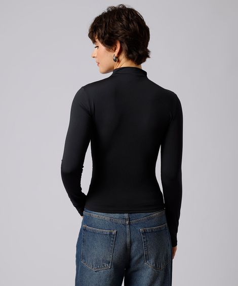 blusa feminina manga longa franzida mindset preta