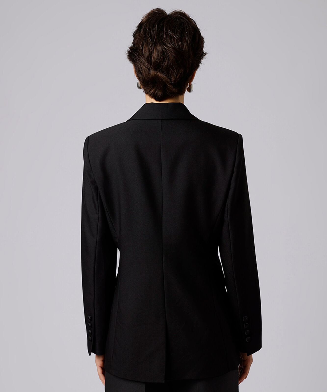 blazer acinturado de alfaiataria transpassado mindset preto
