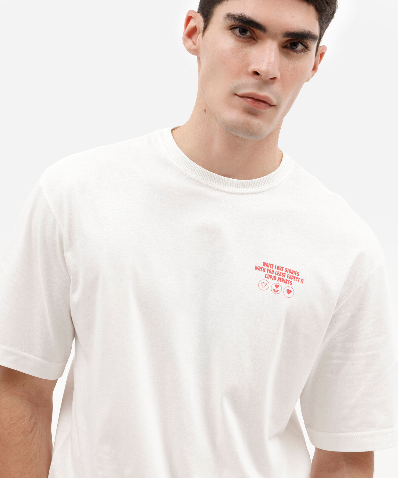 camiseta masculina de algodão manga curta estampada off white