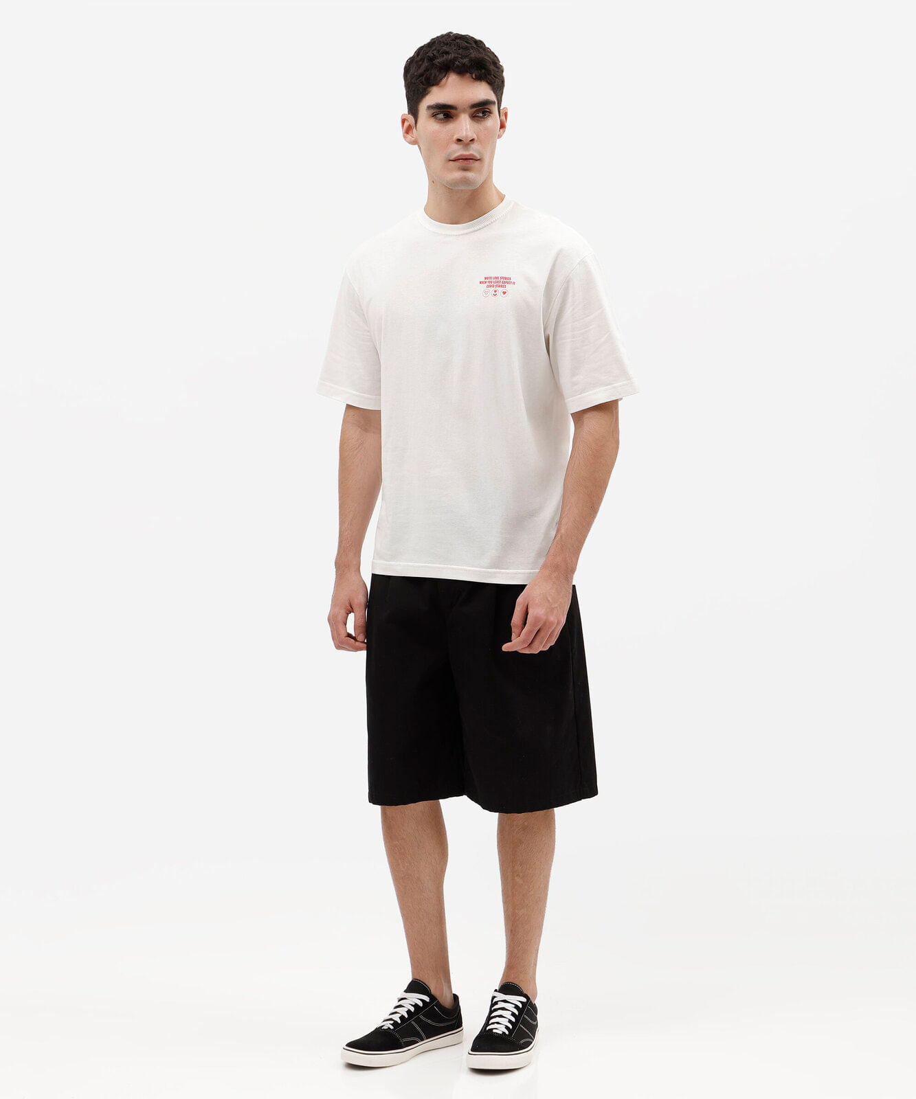camiseta masculina de algodão manga curta estampada off white