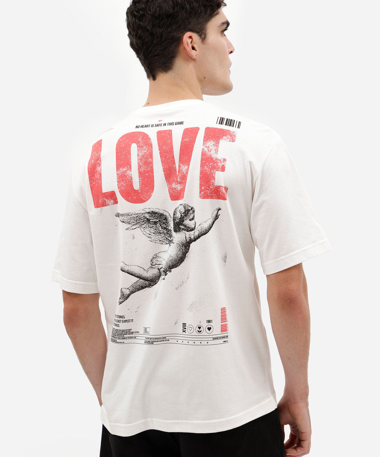 camiseta masculina de algodão manga curta estampada off white