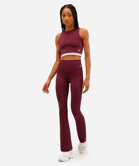calça legging flare feminina esportiva vinho