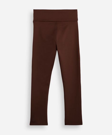 calça legging infantil esportiva com contraste marrom