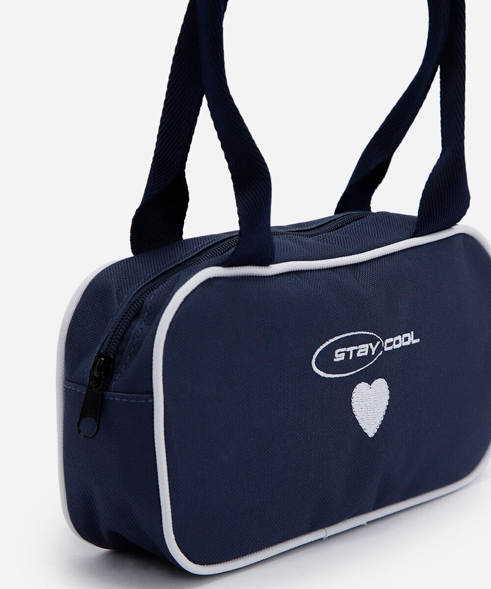 bolsa baguete infantil com bordado azul