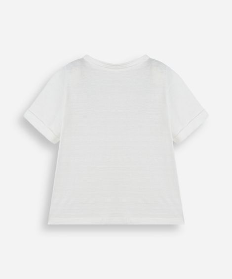 camiseta infantil de algodão manga curta com bolso off white
