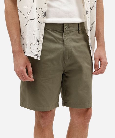 bermuda chino reta masculina de sarja verde