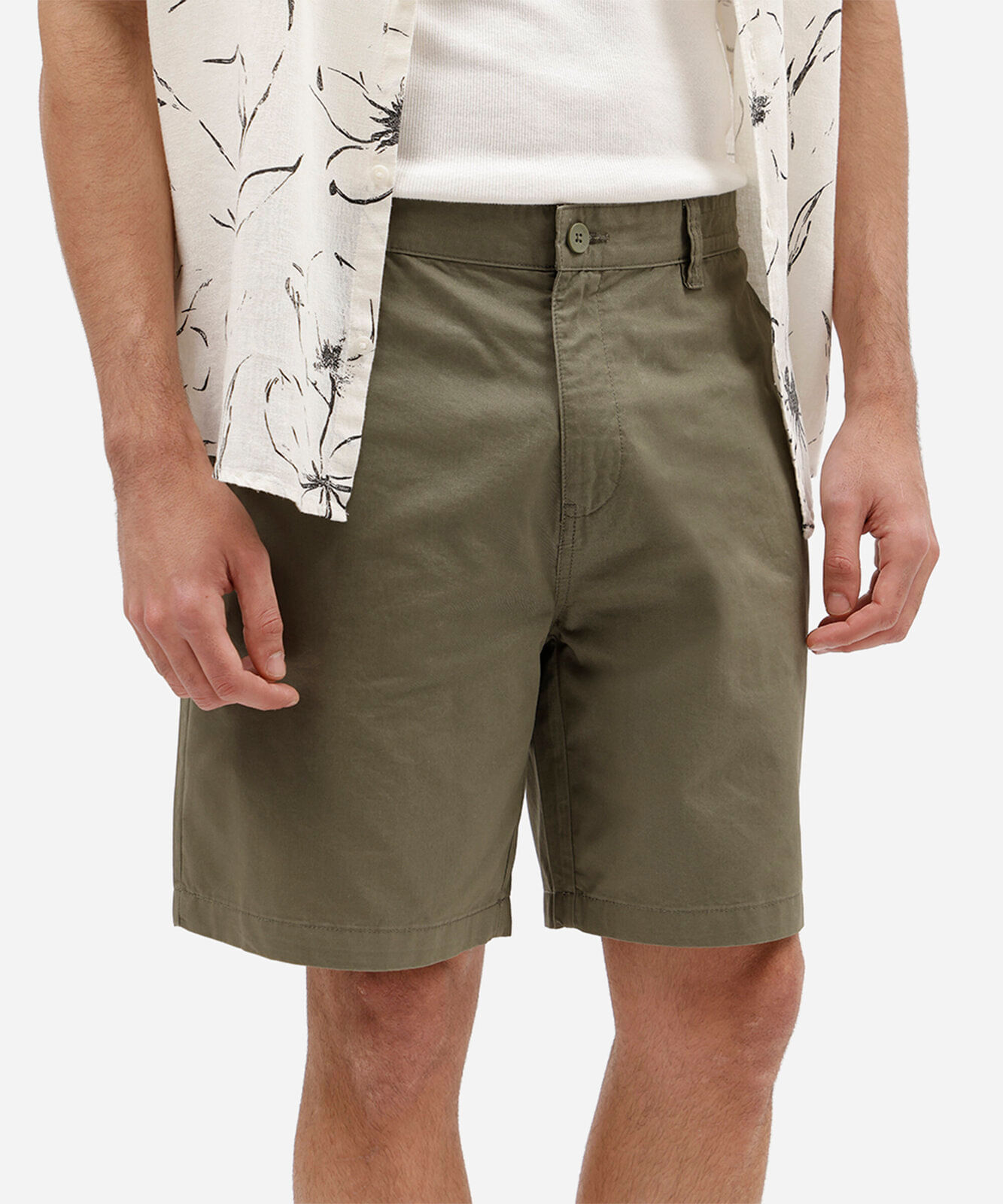 bermuda chino reta masculina de sarja verde