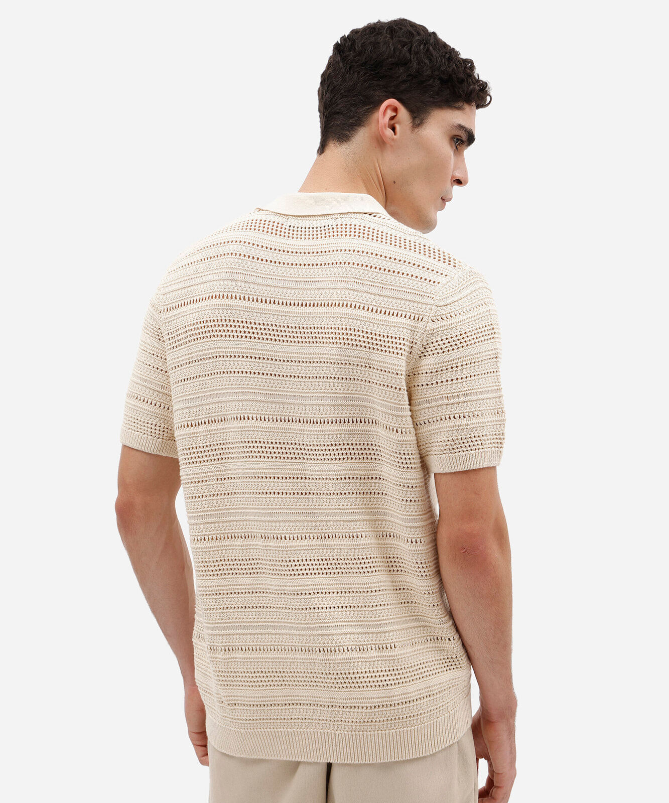 camisa masculina relaxed de tricô vazado off white