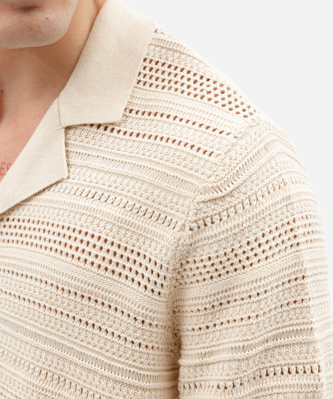 camisa masculina relaxed de tricô vazado off white