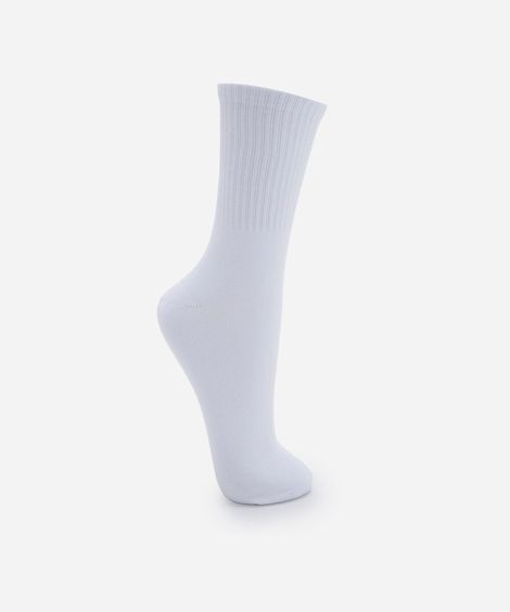 meia masculina cano longo de algodão básica branca