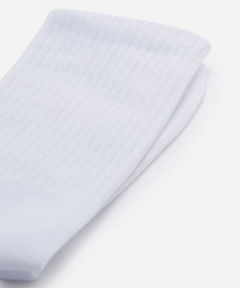 meia masculina cano longo de algodão básica branca