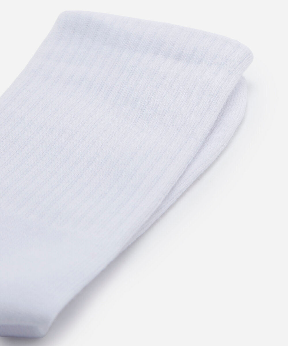 meia masculina cano longo de algodão básica branca