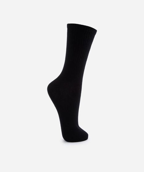 meia masculina cano longo de algodão básica preta