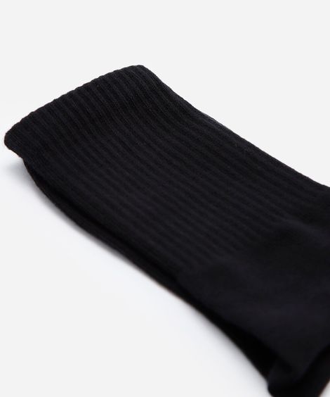 meia masculina cano longo de algodão básica preta