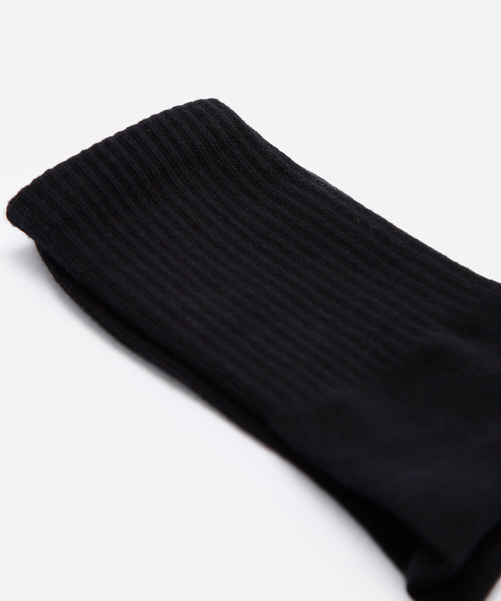 meia masculina cano longo de algodão básica preta