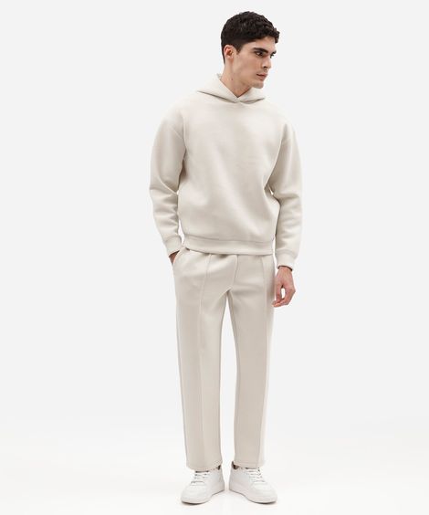 calça reta masculina de moletom cós elástico off white