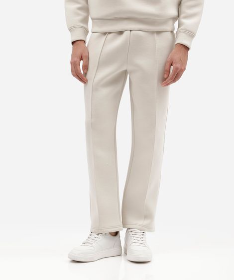 calça reta masculina de moletom cós elástico off white