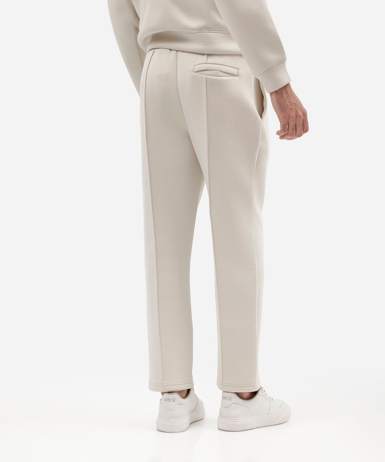 calça reta masculina de moletom cós elástico off white
