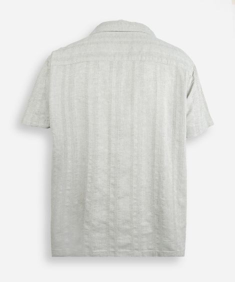 camisa masculina com linho manga curta texturizada plus size verde