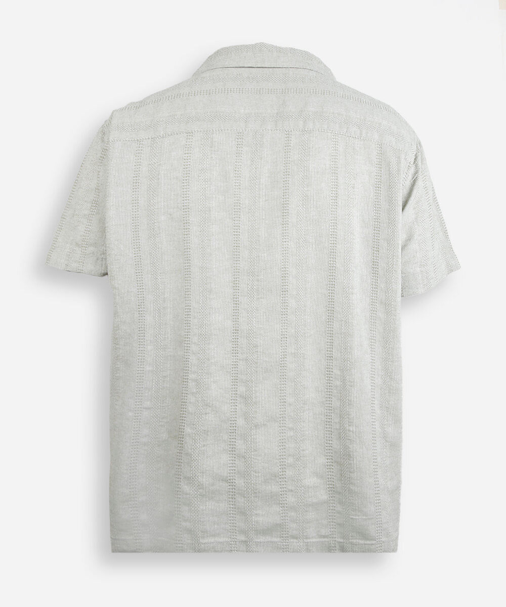 camisa masculina com linho manga curta texturizada plus size verde