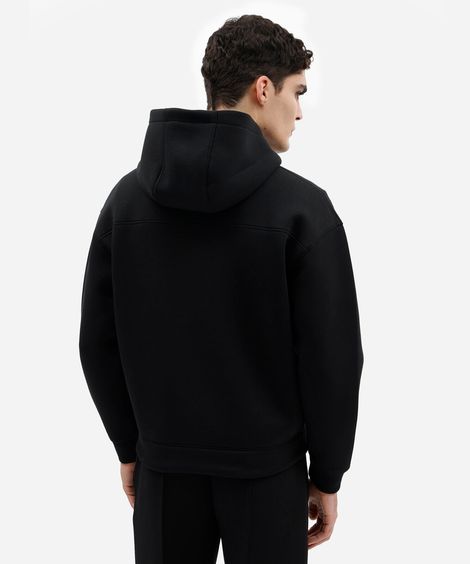 blusão masculino de moletom com zíper e capuz preto