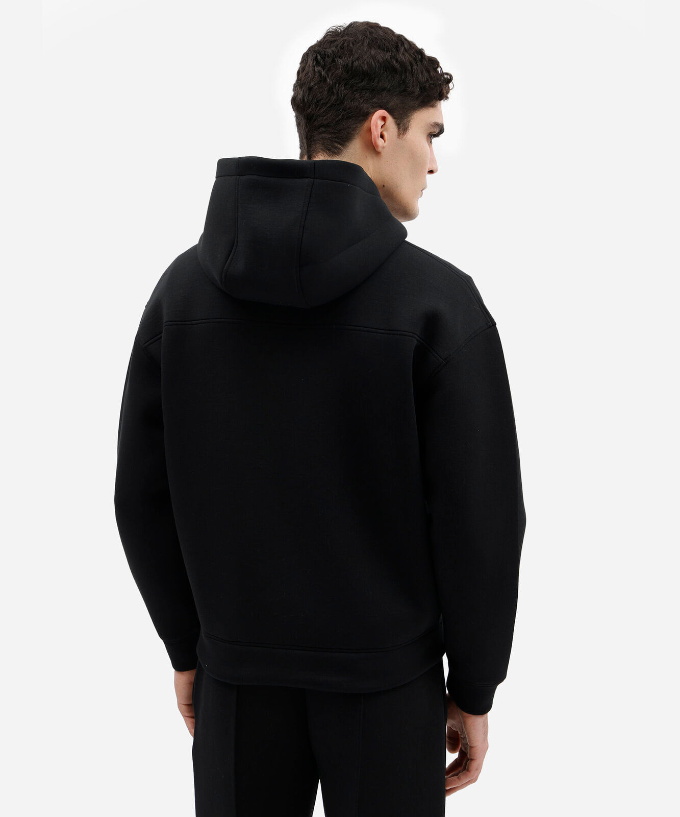 blusão masculino de moletom com zíper e capuz preto