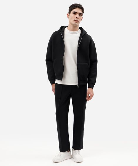 calça reta masculina de moletom cós elástico preta